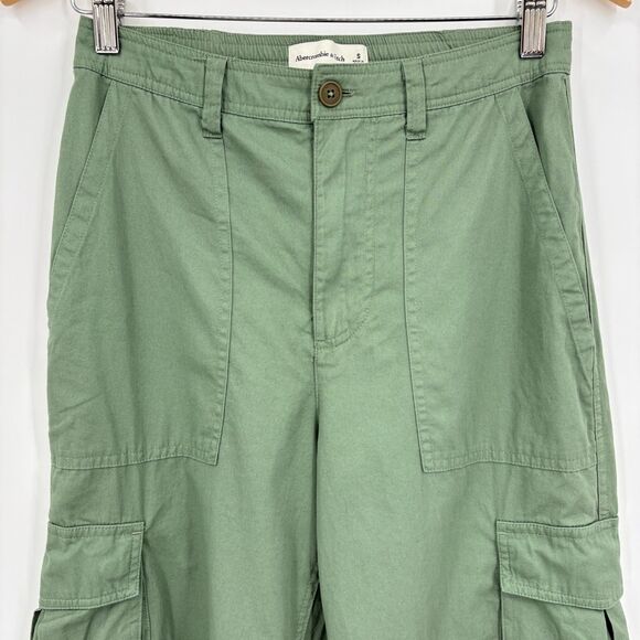 Abercrombie & Fitch Cargo Jogger Parachute Pants in Sage Green Sz Small Utility - Picture 4 of 9